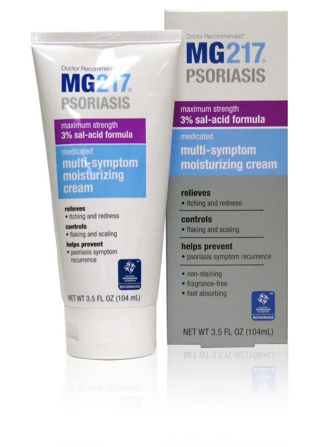 MG217 كريم مرطب لعلاج الصدفية مع 3% حمض الساليسيليك، متعدد الأعراض، خالي من العطور، 3.5 أونصة سائلة، (5604) - Image 1